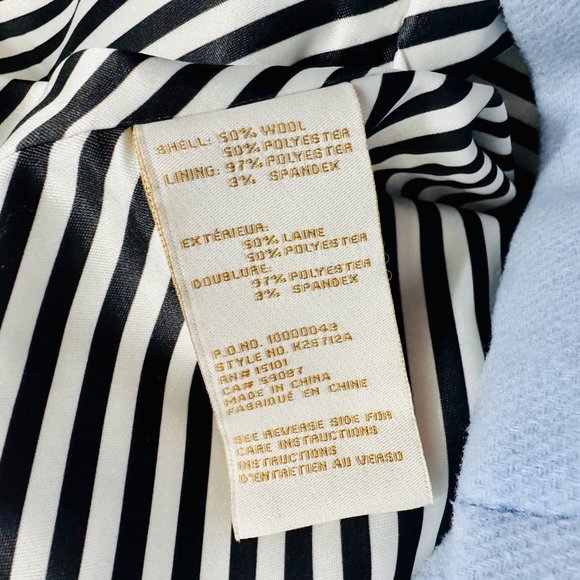 NWT KATE SPADE PEARL BLUE BOW BACK TWILL WOOL DOUBLE BREASTED PEA COAT XL $598 - Picture 6 of 8